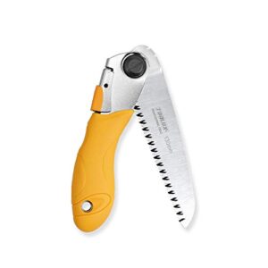 folding pruning hand saw 5 inch camping wood mini small saw garden tree saw japanese pull razor teeth saw durable for wood branches bone camping with sk-5 steel blade.