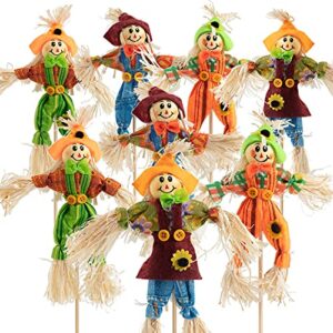 zaugontw 8 pcs halloween scarecrow decoration outdoor, fall harvest scarecrow decor, standing scarecrow decorations for garden, home, school, yard, porch, thanksgiving décor