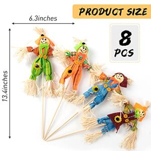 ZAUGONTW 8 PCS Halloween Scarecrow Decoration Outdoor, Fall Harvest Scarecrow Decor, Standing Scarecrow Decorations for Garden, Home, School, Yard, Porch, Thanksgiving Décor