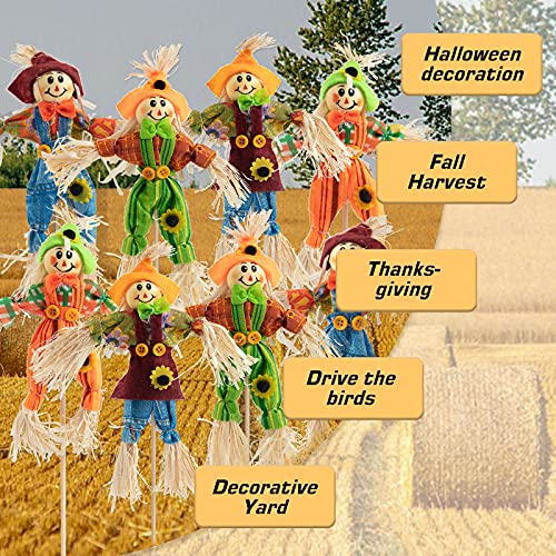 ZAUGONTW 8 PCS Halloween Scarecrow Decoration Outdoor, Fall Harvest Scarecrow Decor, Standing Scarecrow Decorations for Garden, Home, School, Yard, Porch, Thanksgiving Décor