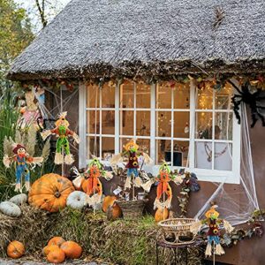 ZAUGONTW 8 PCS Halloween Scarecrow Decoration Outdoor, Fall Harvest Scarecrow Decor, Standing Scarecrow Decorations for Garden, Home, School, Yard, Porch, Thanksgiving Décor