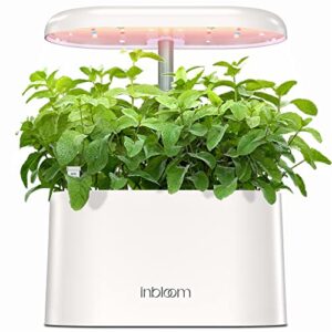inbloom hydroponics growing system, upgrade indoor herb garden 3.0 with more 20% red grow light, plants germination kit, no installation, height adjustable(0” to 17.25”), automatic timer, white