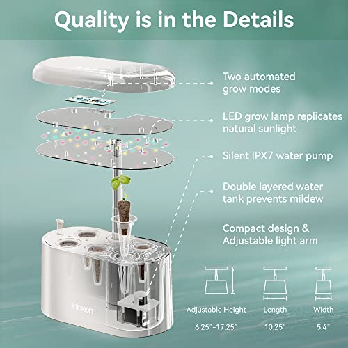 inbloom Hydroponics Growing System, Upgrade Indoor Herb Garden 3.0 with More 20% Red Grow Light, Plants Germination Kit, No Installation, Height Adjustable(0'' to 17.25''), Automatic Timer, White