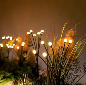 solar lights outdoor waterproof, swaying solar garden lights firefly lights decorative outdoor lights yard lights, dancing fireflies lights for path fence, swaying when wind blows (4 pack, warm white)