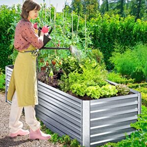 Ohuhu Metal Raised Garden Beds for Vegetables, 6x3x1.9 FT Heightened Extra-Large Reinforced Galvanized Steel Raised Boxes, Heavy Duty Outdoor Planter Box for Seedling Growing Flowers Herbs Succulent