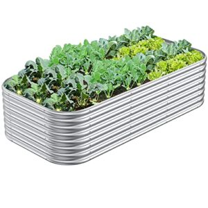 6.5×3.5×2/8x2x2/5x5x2ft galvanized raised garden bed for vegetables, 9 in 1 adjustable outdoor garden raised planter box, raised beds for gardening flower