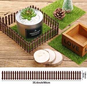 Chinco 4 Pieces 35 Inch Miniature Garden Ornament Fence Wood Picket Fence for Dollhouse Home Garden Plant Pot DIY Diorama Project (Brown)