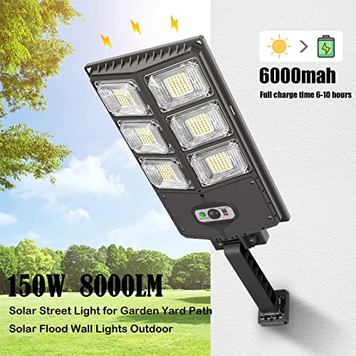 150W Solar Lights Outdoor, 3 Modes Led Solar Wall Light Motion Sensor with Remote Control, 8000LM IP65 Waterproof Solar Flood Lights Lamp for Yard, Garden, Path, Parking lot