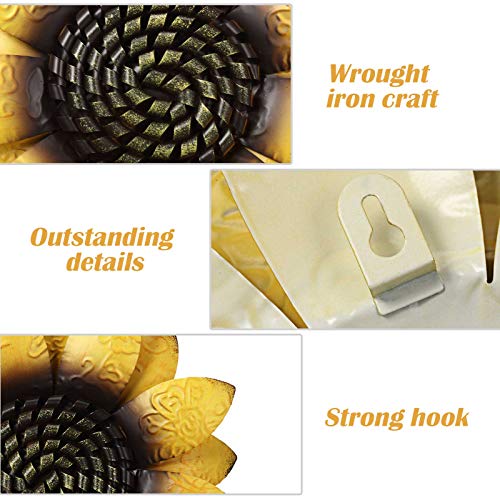 Syhood 3 Pcs 13 Inch Metal Flower Wall Decor Metal Sunflower Wall Decor Wall Art Decorations Sunflower Yard Garden Decor Hanging for Bedroom Indoor Outdoor Decor (Classic Style,13 x 13 x 1.6 Inch)