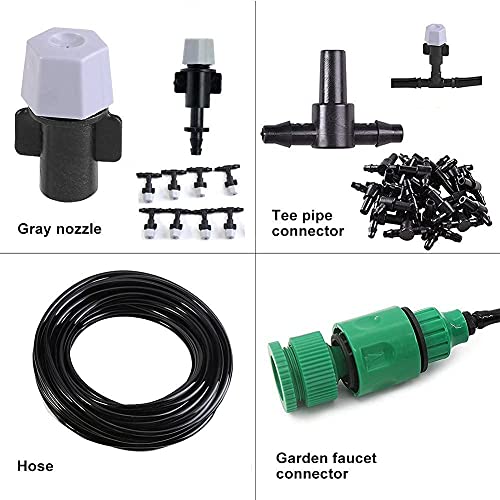 Misting Micro Irrigation Water Cooling System Watering Drip Kit Sprinkler Nozzle Hose Sprinkler Garden Patio Micro Irrigation Set(5M)