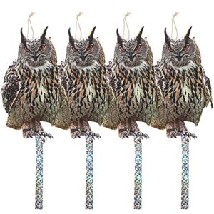 kungfu mall 4pcs bird scare reflective hanging decoration, effective bird control device with reflective tape to keep birds away for garden patio windows tree