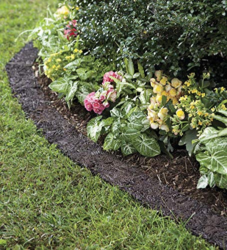 Plow & Hearth 55632 Recycled Rubber Permanent Garden Mulch Border, 120 L x 4.50 W, Black