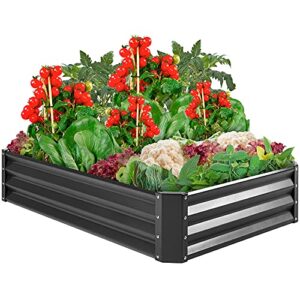 best choice products 6x3x1ft outdoor metal raised garden bed box vegetable planter for vegetables, flowers, herbs, and succulents – dark gray