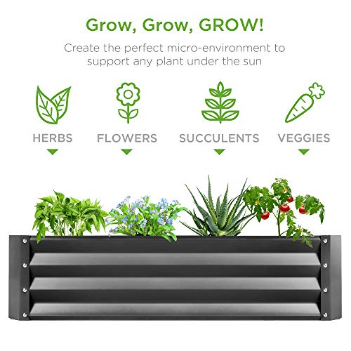 Best Choice Products 6x3x1ft Outdoor Metal Raised Garden Bed Box Vegetable Planter for Vegetables, Flowers, Herbs, and Succulents - Dark Gray