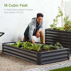 Best Choice Products 6x3x1ft Outdoor Metal Raised Garden Bed Box Vegetable Planter for Vegetables, Flowers, Herbs, and Succulents - Dark Gray