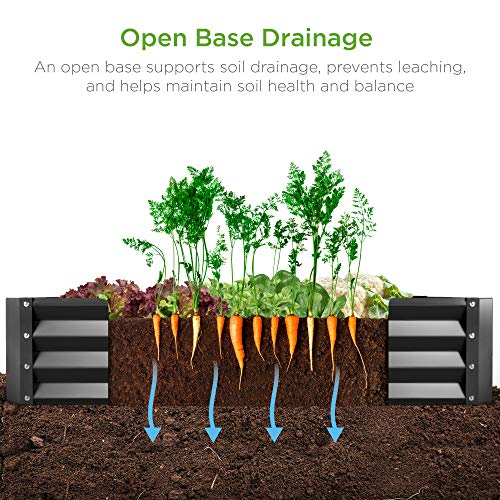 Best Choice Products 6x3x1ft Outdoor Metal Raised Garden Bed Box Vegetable Planter for Vegetables, Flowers, Herbs, and Succulents - Dark Gray