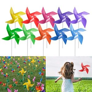 tsocent 100 pcs pinwheels, 10 mixed colors toy wind spinners and party favors gifts for kids, outdoor decorational pinwheels for yard and garden