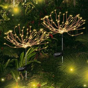 timghks solar garden lights with 120 led light beads – beautiful and delicate outdoor solar firework lights, durable waterproof outdoor decorative lights suitablfor lawns, gardens and yards (warm)