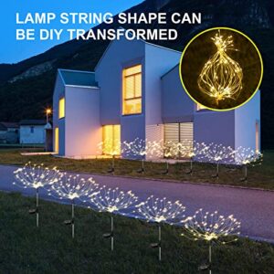 TIMGHKS Solar Garden Lights with 120 Led Light Beads - Beautiful and Delicate Outdoor Solar Firework Lights, Durable Waterproof Outdoor Decorative Lights Suitablfor Lawns, Gardens and Yards (Warm)