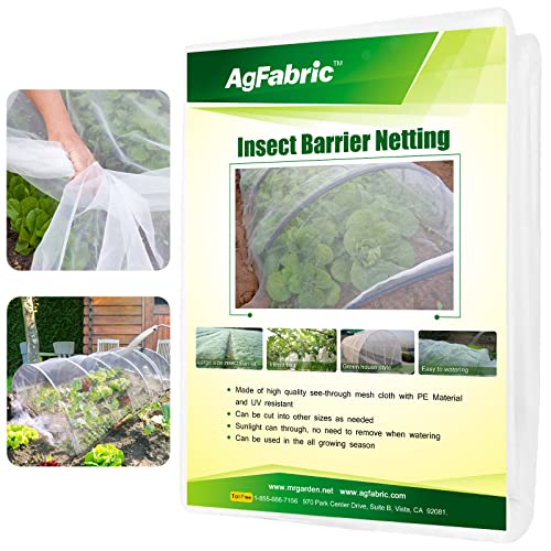 Agfabric Garden Netting 8'x10' Insect Pest Barrier Bird Netting for Garden Protection,Row Cover Mesh Netting for Vegetables Fruit Trees and Plants,White