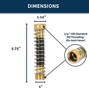 Morvat Brass Garden Hose Kink Protector, Hose Extension, Water Hose Adapter, Outdoor Faucet Extender, Standard 3/4'' Threading, 2 Pack, Includes 4 Rubber Washers and Tape