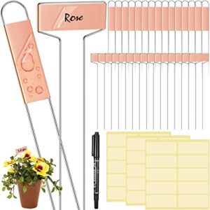 61 Pieces Metal Plant Tags Kit, 30 Pieces Copper Metal Plant Tags,10 Inch Rectangle and 8 Inch U Shape Plant Labels, 30 Rainproof PET Films,1 Marker Pen, Reusable Planting Garden Markers Nursery Tags