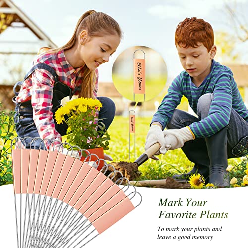 61 Pieces Metal Plant Tags Kit, 30 Pieces Copper Metal Plant Tags,10 Inch Rectangle and 8 Inch U Shape Plant Labels, 30 Rainproof PET Films,1 Marker Pen, Reusable Planting Garden Markers Nursery Tags