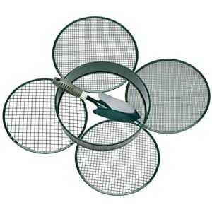 garden sieve, soil sieve with interchangeable mesh sizes 3,6,9,12mm, garden riddle, perfect gardening tool for sifting soil, stones, and compost