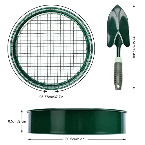 Garden Sieve, Soil Sieve with Interchangeable Mesh Sizes 3,6,9,12mm, Garden Riddle, Perfect Gardening Tool for Sifting Soil, Stones, and Compost