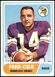 1968 topps # 107 fred cox minnesota vikings (football card) vg/ex+ vikings pittsburgh