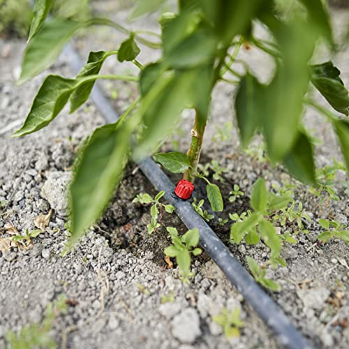 NUTJAM 100 Pack Adjustable Watering Sprinklers, 1/4 Inch Drip Irrigation Drippers, Anti-Clogging Emitter Dripper, Water Flow Bubbler for Garden Watering System Supplies