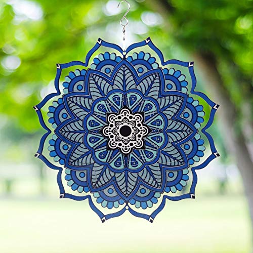 Wind Spinner Yard Art Garden Decor 3D Stainless Steel Metal Sculptures Kinetic Hanging Whirligigs Mandala Decorations Backyard Outside Indoor Outdoor Patio Ornaments Clearance Sun Catcher Windmill