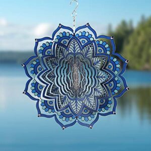 Wind Spinner Yard Art Garden Decor 3D Stainless Steel Metal Sculptures Kinetic Hanging Whirligigs Mandala Decorations Backyard Outside Indoor Outdoor Patio Ornaments Clearance Sun Catcher Windmill