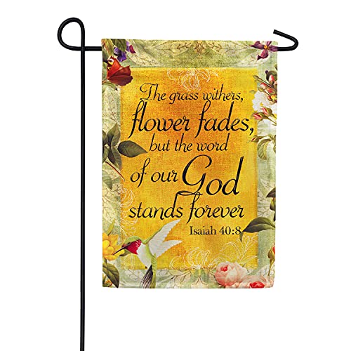 America Forever Bible Verse Garden Flag - 12.5 x 18 inch -Isaiah 40:8 God Stands Forever - Christian Quotes Double Sided Religious Outdoor Yard Decorative Inspirational Flag