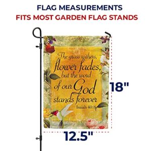 America Forever Bible Verse Garden Flag - 12.5 x 18 inch -Isaiah 40:8 God Stands Forever - Christian Quotes Double Sided Religious Outdoor Yard Decorative Inspirational Flag