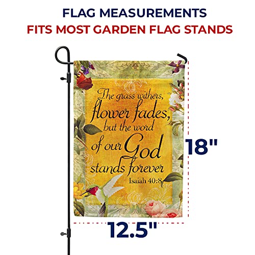 America Forever Bible Verse Garden Flag - 12.5 x 18 inch -Isaiah 40:8 God Stands Forever - Christian Quotes Double Sided Religious Outdoor Yard Decorative Inspirational Flag