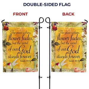 America Forever Bible Verse Garden Flag - 12.5 x 18 inch -Isaiah 40:8 God Stands Forever - Christian Quotes Double Sided Religious Outdoor Yard Decorative Inspirational Flag