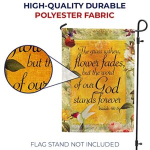 America Forever Bible Verse Garden Flag - 12.5 x 18 inch -Isaiah 40:8 God Stands Forever - Christian Quotes Double Sided Religious Outdoor Yard Decorative Inspirational Flag