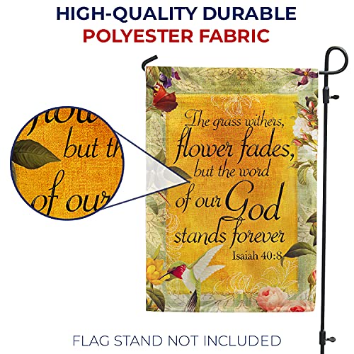 America Forever Bible Verse Garden Flag - 12.5 x 18 inch -Isaiah 40:8 God Stands Forever - Christian Quotes Double Sided Religious Outdoor Yard Decorative Inspirational Flag