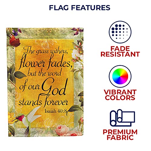 America Forever Bible Verse Garden Flag - 12.5 x 18 inch -Isaiah 40:8 God Stands Forever - Christian Quotes Double Sided Religious Outdoor Yard Decorative Inspirational Flag