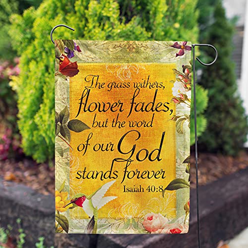 America Forever Bible Verse Garden Flag - 12.5 x 18 inch -Isaiah 40:8 God Stands Forever - Christian Quotes Double Sided Religious Outdoor Yard Decorative Inspirational Flag