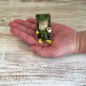 Miniature Frog Garden Statue - 2" Tall - Mini Outdoor Accessory Figurine for Fairy Garden