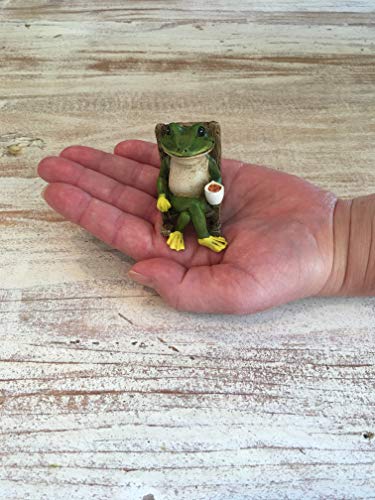 Miniature Frog Garden Statue - 2" Tall - Mini Outdoor Accessory Figurine for Fairy Garden