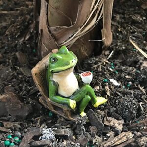 Miniature Frog Garden Statue - 2" Tall - Mini Outdoor Accessory Figurine for Fairy Garden