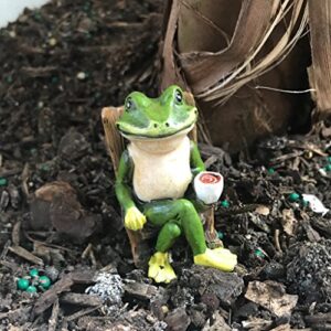 Miniature Frog Garden Statue - 2" Tall - Mini Outdoor Accessory Figurine for Fairy Garden