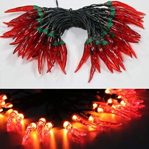 X-GiftKey 23FT 50LED Solar Red Chili Lights Outdoor - Garden Solar Decorative Lights,Christmas Harvest Lights - LED Solar Red Chili Pepper String Lights for Porch Wedding Party Holiday Decor