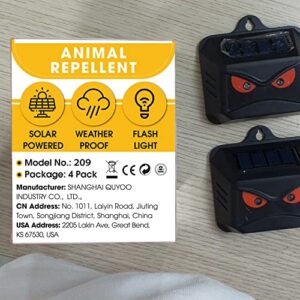 4 Packs Animal Repellent - Solar Predator Control Lights - Fox Deterrents for Gardens - Deer Repellent Devices - Raccoon Repellent - Cat Repellent - Fox Repellent - Motion Sensor Eye Guard