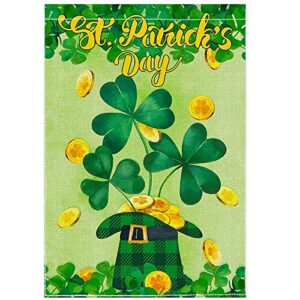 st patricks day garden flag, st patricks day decorations, 28*40 inch st patricks day flag with a beautiful shamrock clover pattern, used to decorate the porch courtyard inside and outside the house