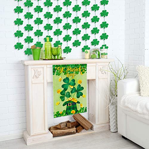 St Patricks Day Garden Flag, St Patricks Day Decorations, 28*40 inch St Patricks Day Flag with a Beautiful Shamrock Clover Pattern, Used to Decorate the Porch Courtyard Inside and Outside the House