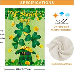 St Patricks Day Garden Flag, St Patricks Day Decorations, 28*40 inch St Patricks Day Flag with a Beautiful Shamrock Clover Pattern, Used to Decorate the Porch Courtyard Inside and Outside the House